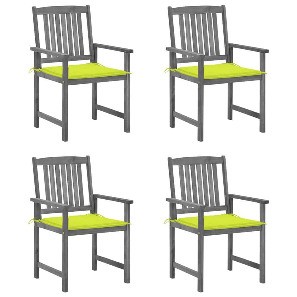 Vidaxl Režisérske stoličky s podložkami 4 ks sivé akáciový masív